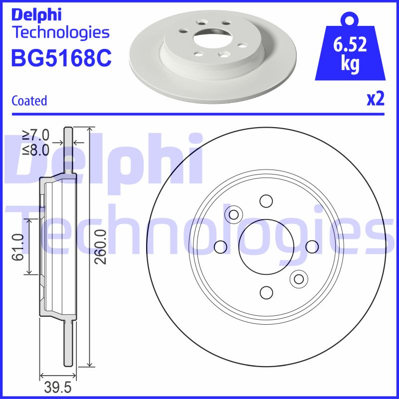Bremsscheibe Hinterachse Delphi BG5168C Bremsscheibe Hinterachse Delphi BG5168C von Delphi