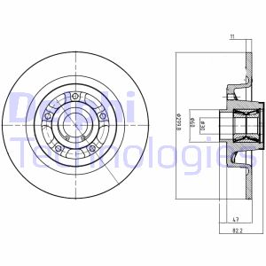 Bremsscheibe Hinterachse Delphi BG9023RS von Delphi