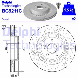 Bremsscheibe Hinterachse Delphi BG9211C von Delphi