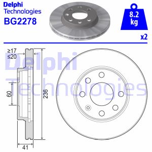 Bremsscheibe Vorderachse Delphi BG2278 von Delphi