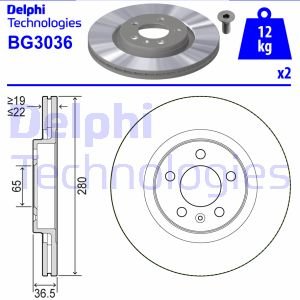 Bremsscheibe Vorderachse Delphi BG3036 von Delphi