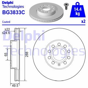 Bremsscheibe Vorderachse Delphi BG3833C von Delphi