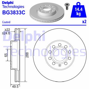 Bremsscheibe Vorderachse Delphi BG3833C von Delphi