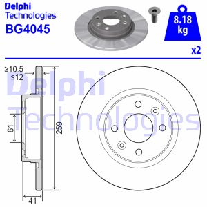 Bremsscheibe Vorderachse Delphi BG4045 von Delphi