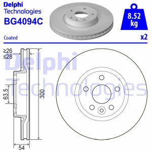 Bremsscheibe Vorderachse Delphi BG4094C Bremsscheibe Vorderachse Delphi BG4094C von Delphi