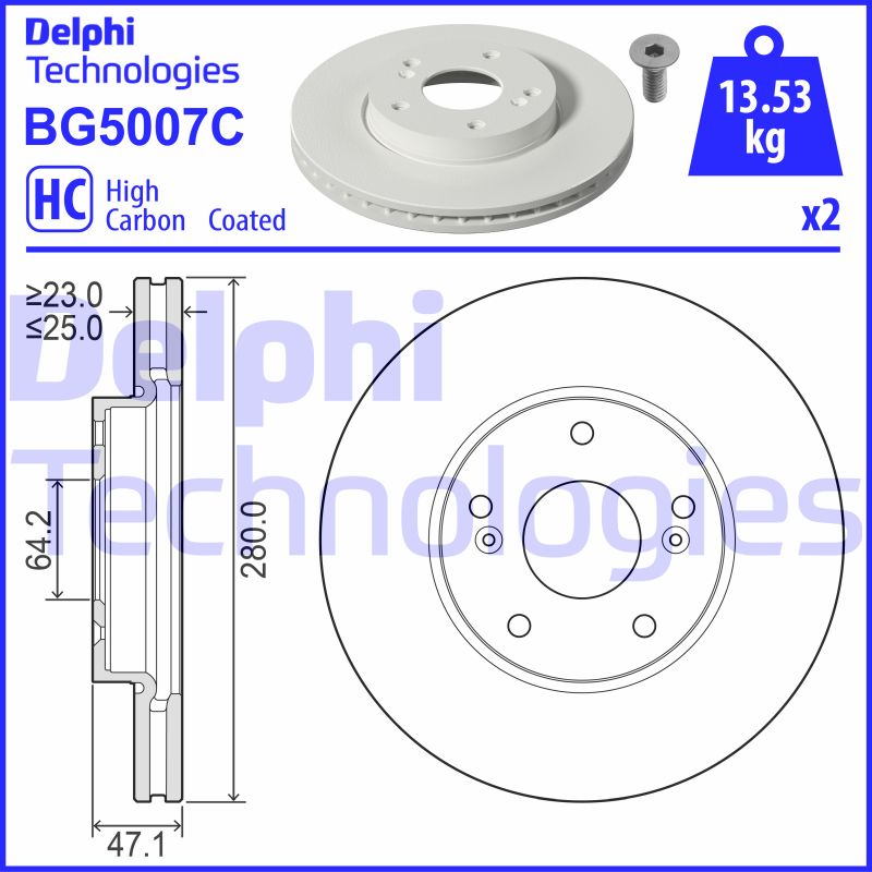 Bremsscheibe Vorderachse Delphi BG5007C Bremsscheibe Vorderachse Delphi BG5007C von Delphi