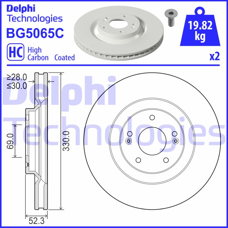 Bremsscheibe Vorderachse Delphi BG5065C Bremsscheibe Vorderachse Delphi BG5065C von Delphi
