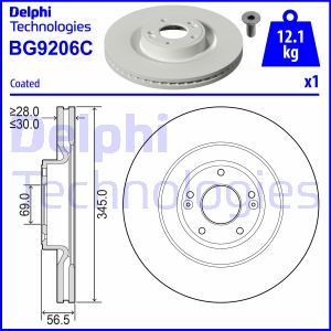 Bremsscheibe Vorderachse Delphi BG9206C Bremsscheibe Vorderachse Delphi BG9206C von Delphi
