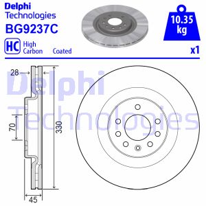 Bremsscheibe Vorderachse Delphi BG9237C Bremsscheibe Vorderachse Delphi BG9237C von Delphi
