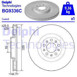 Bremsscheibe Vorderachse Delphi BG9336C Bremsscheibe Vorderachse Delphi BG9336C von Delphi