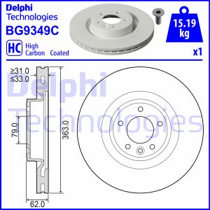Bremsscheibe Vorderachse Delphi BG9349C Bremsscheibe Vorderachse Delphi BG9349C von Delphi