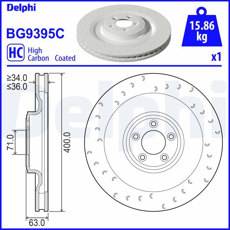 Bremsscheibe Vorderachse links Delphi BG9395C Bremsscheibe Vorderachse links Delphi BG9395C von Delphi