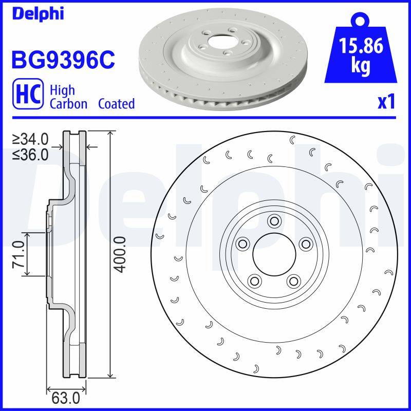 Bremsscheibe Vorderachse rechts Delphi BG9396C von Delphi