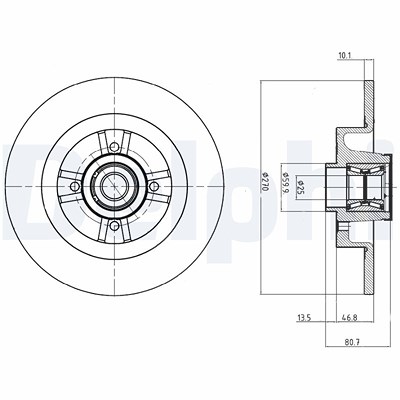 Delphi Bremsscheibe hinten+ABS-RING+Radlager [Hersteller-Nr. BG9032RS] für Renault von Delphi