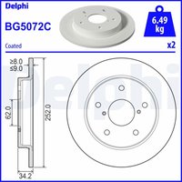 Bremsscheiben DELPHI BG5072C hinten, voll, 2 Stück Bremsscheiben DELPHI BG5072C hinten, voll, 2 Stück von Delphi