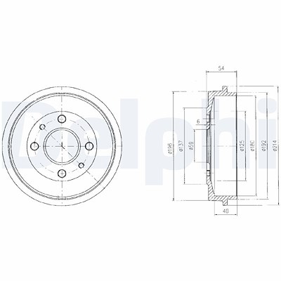 Delphi Bremstrommel [Hersteller-Nr. BF200] für Fiat, Ford, Lancia, Yugo von Delphi