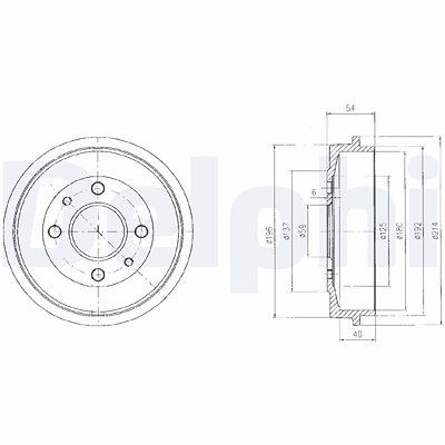 Delphi Bremstrommel [Hersteller-Nr. BF200] für Fiat, Ford, Lancia von Delphi