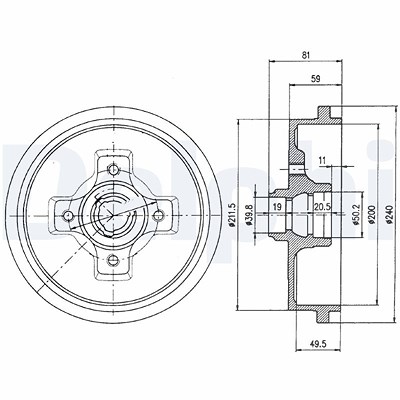 Delphi Bremstrommel [Hersteller-Nr. BF310] für Audi, Seat, Skoda, VW von Delphi