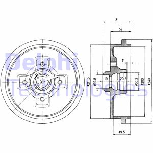Bremstrommel Hinterachse Delphi BF310 von Delphi