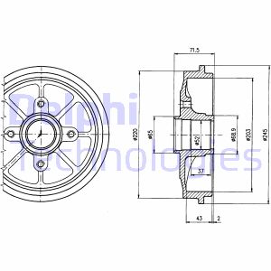Bremstrommel Hinterachse Delphi BF484 von Delphi