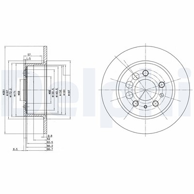 Delphi Bremsscheibe [Hersteller-Nr. BG2103] für Volvo von Delphi