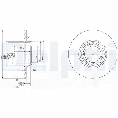 Delphi Bremsscheibe [Hersteller-Nr. BG2533] für Daihatsu von Delphi