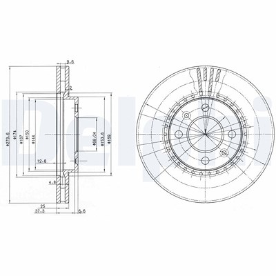 Delphi Bremsscheibe [Hersteller-Nr. BG2619] für Saab von Delphi