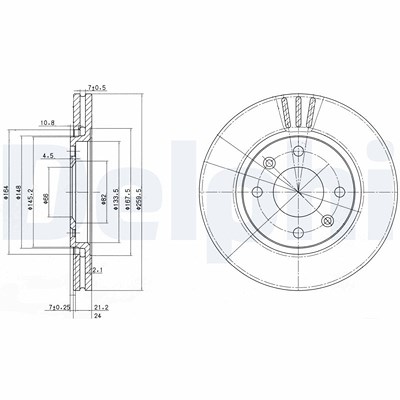 Delphi Bremsscheibe [Hersteller-Nr. BG2871] für Peugeot von Delphi