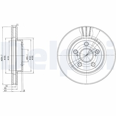 Delphi Bremsscheibe [Hersteller-Nr. BG2880] für Toyota von Delphi