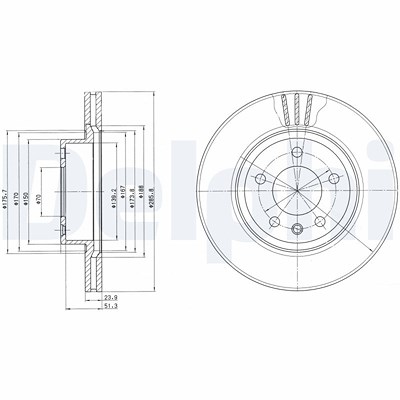 Delphi Bremsscheibe [Hersteller-Nr. BG2908] für Opel, Vauxhall von Delphi