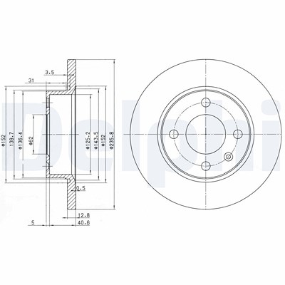Delphi Bremsscheibe [Hersteller-Nr. BG2910] für Skoda, VW von Delphi
