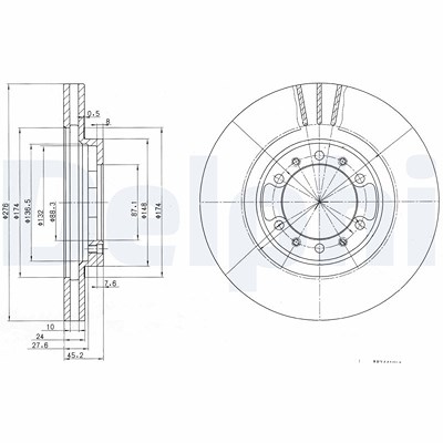 Delphi Bremsscheibe [Hersteller-Nr. BG3099] für Mitsubishi von Delphi