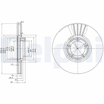 Delphi Bremsscheibe [Hersteller-Nr. BG3365] für Ford von Delphi
