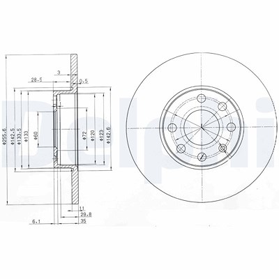 Delphi Bremsscheibe [Hersteller-Nr. BG3402] für Opel, Vauxhall von Delphi