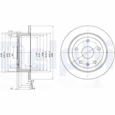 Delphi Bremsscheibe [Hersteller-Nr. BG3554] für Daewoo von Delphi