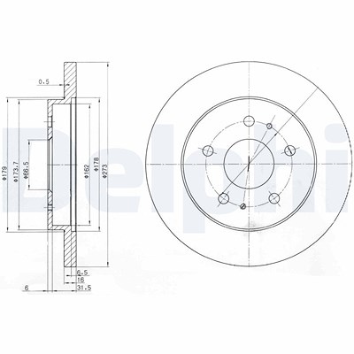Delphi Bremsscheibe [Hersteller-Nr. BG3607] für Daihatsu von Delphi