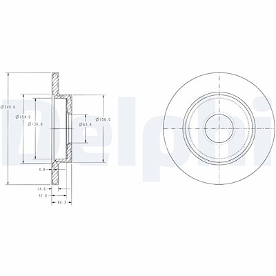 Delphi Bremsscheibe [Hersteller-Nr. BG3673] für Audi, Seat von Delphi