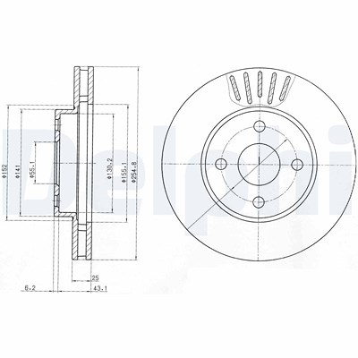 Delphi Bremsscheibe [Hersteller-Nr. BG3781] für Toyota von Delphi