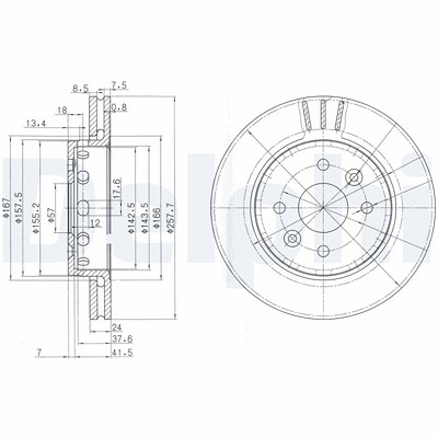 Delphi Bremsscheibe [Hersteller-Nr. BG3803] für Kia von Delphi