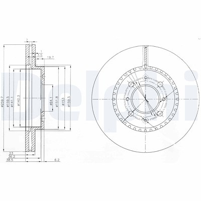 Delphi Bremsscheibe [Hersteller-Nr. BG3965] für Honda von Delphi