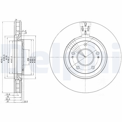 Delphi Bremsscheibe [Hersteller-Nr. BG3988] für Mitsubishi von Delphi