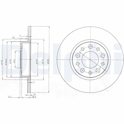 Delphi Bremsscheibe [Hersteller-Nr. BG3994] für Alfa Romeo, Fiat, Jeep von Delphi