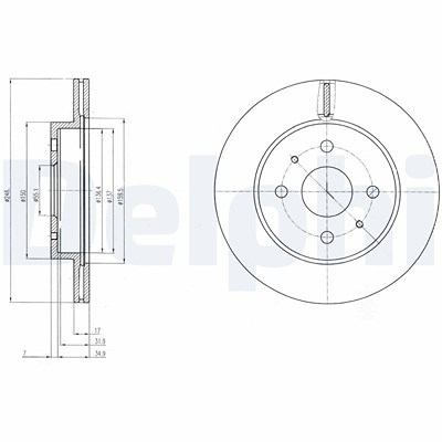 Delphi Bremsscheibe [Hersteller-Nr. BG4128] für Daihatsu, Perodua, Subaru von Delphi