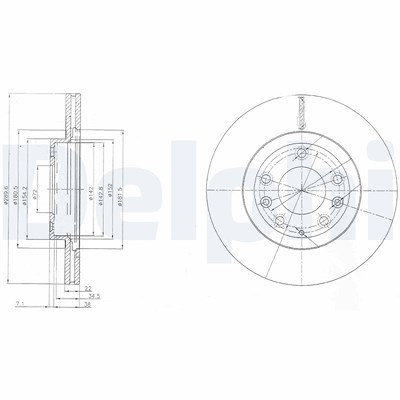 Delphi Bremsscheibe [Hersteller-Nr. BG4141] für Mazda von Delphi