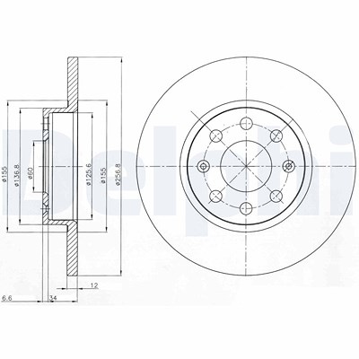 Delphi Bremsscheibe [Hersteller-Nr. BG4155] für Fiat, Opel, Vauxhall von Delphi