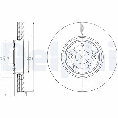 Delphi Bremsscheibe [Hersteller-Nr. BG4167] für Renault von Delphi