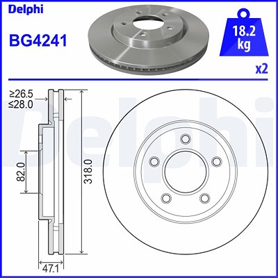 Delphi Bremsscheibe [Hersteller-Nr. BG4241] für Chrysler von Delphi