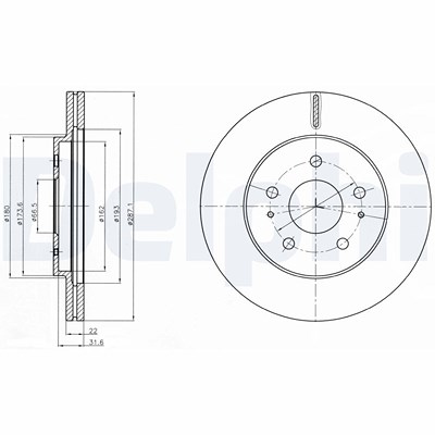 Delphi Bremsscheibe [Hersteller-Nr. BG4326] für Daihatsu von Delphi