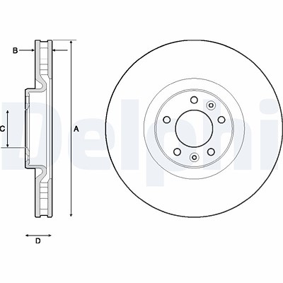 Delphi Bremsscheibe [Hersteller-Nr. BG4716C] für Citroën, Ds, Opel, Peugeot, Vauxhall von Delphi