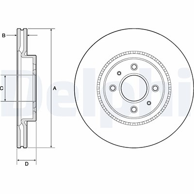 Delphi Bremsscheibe [Hersteller-Nr. BG4743C] für Hyundai, Kia von Delphi